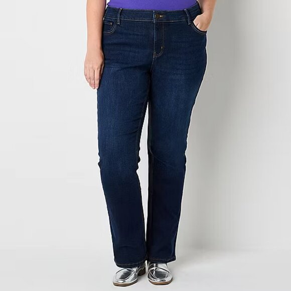 Liz Claiborne Womens Plus Mid Rise Bootcut Jean, Blue Sz 20W 925402 - Picture 1 of 3